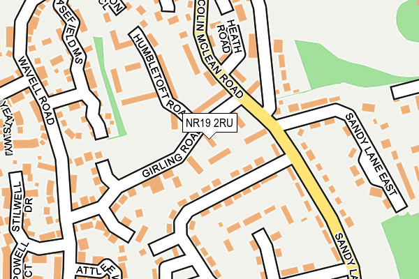 NR19 2RU map - OS OpenMap – Local (Ordnance Survey)
