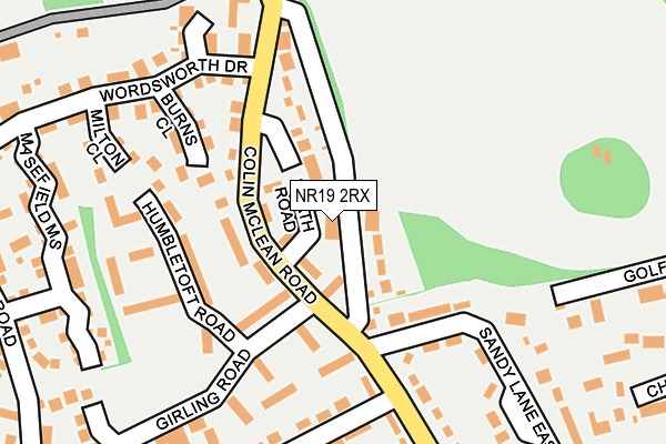 NR19 2RX map - OS OpenMap – Local (Ordnance Survey)