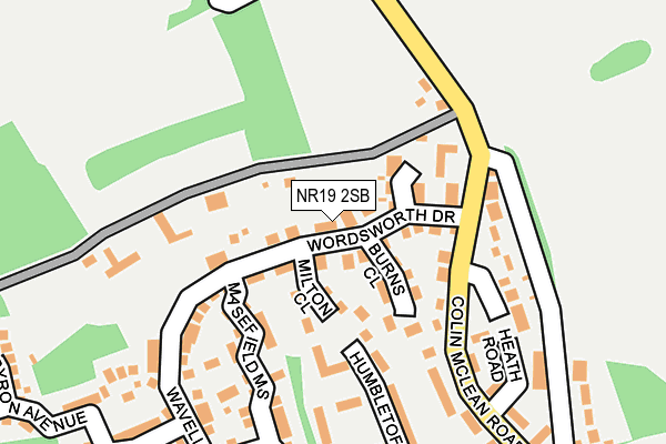 NR19 2SB map - OS OpenMap – Local (Ordnance Survey)