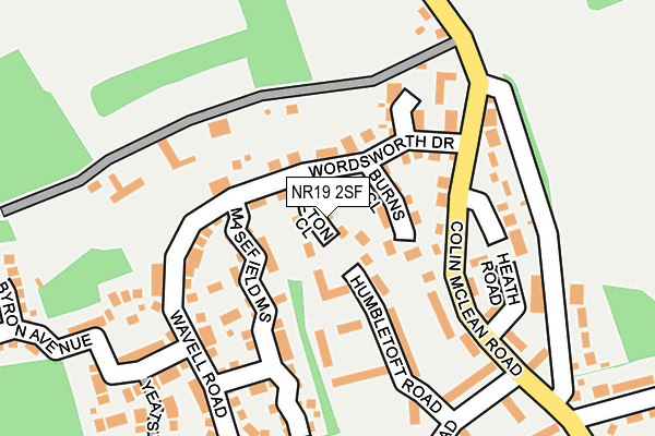 NR19 2SF map - OS OpenMap – Local (Ordnance Survey)