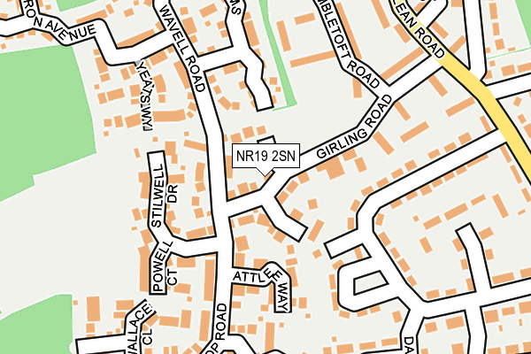 NR19 2SN map - OS OpenMap – Local (Ordnance Survey)