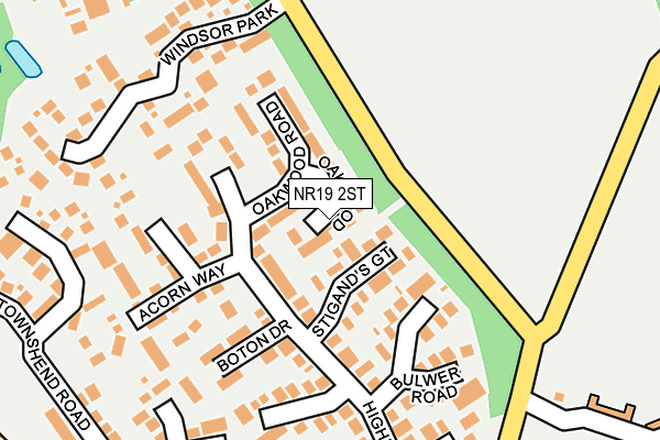 NR19 2ST map - OS OpenMap – Local (Ordnance Survey)