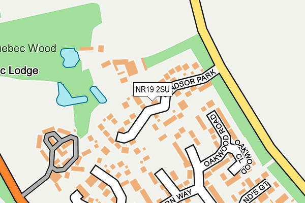 NR19 2SU map - OS OpenMap – Local (Ordnance Survey)