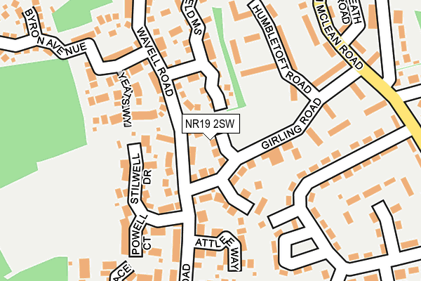 NR19 2SW map - OS OpenMap – Local (Ordnance Survey)