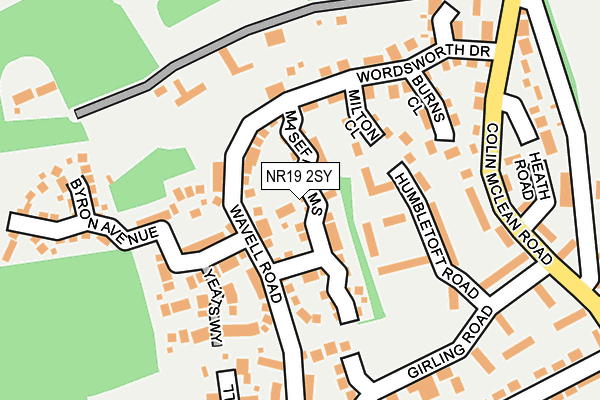 NR19 2SY map - OS OpenMap – Local (Ordnance Survey)