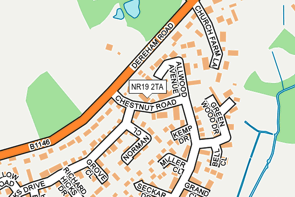 NR19 2TA map - OS OpenMap – Local (Ordnance Survey)