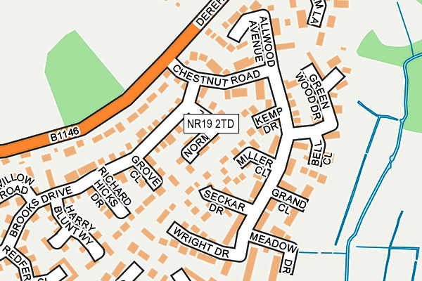 NR19 2TD map - OS OpenMap – Local (Ordnance Survey)