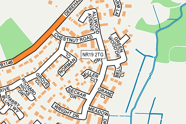 NR19 2TG map - OS OpenMap – Local (Ordnance Survey)
