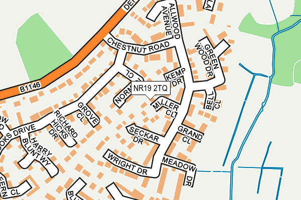 NR19 2TQ map - OS OpenMap – Local (Ordnance Survey)