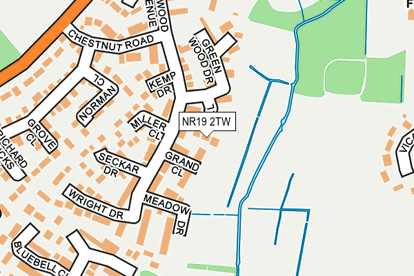 NR19 2TW map - OS OpenMap – Local (Ordnance Survey)
