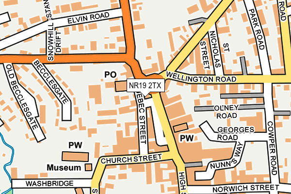 NR19 2TX map - OS OpenMap – Local (Ordnance Survey)