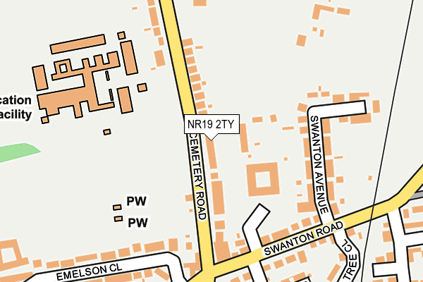 NR19 2TY map - OS OpenMap – Local (Ordnance Survey)