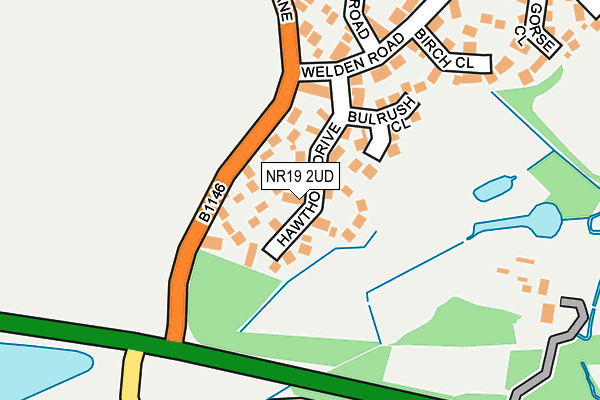 NR19 2UD map - OS OpenMap – Local (Ordnance Survey)