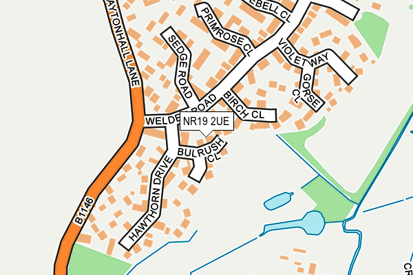 NR19 2UE map - OS OpenMap – Local (Ordnance Survey)