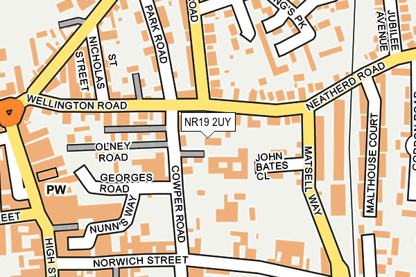 NR19 2UY map - OS OpenMap – Local (Ordnance Survey)