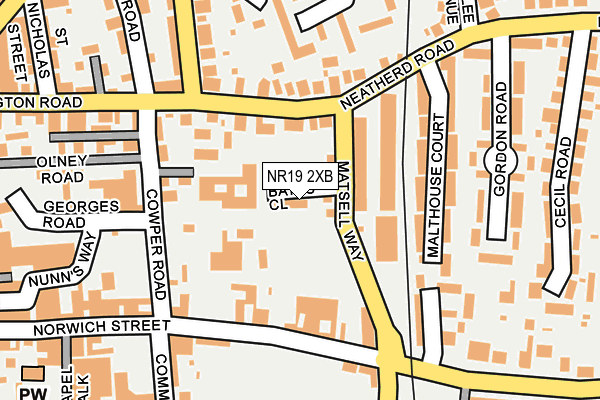 NR19 2XB map - OS OpenMap – Local (Ordnance Survey)