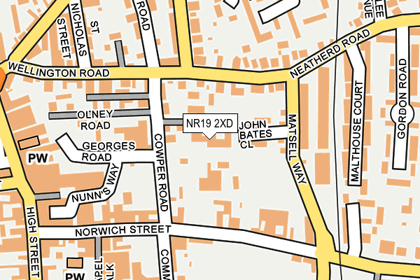 NR19 2XD map - OS OpenMap – Local (Ordnance Survey)