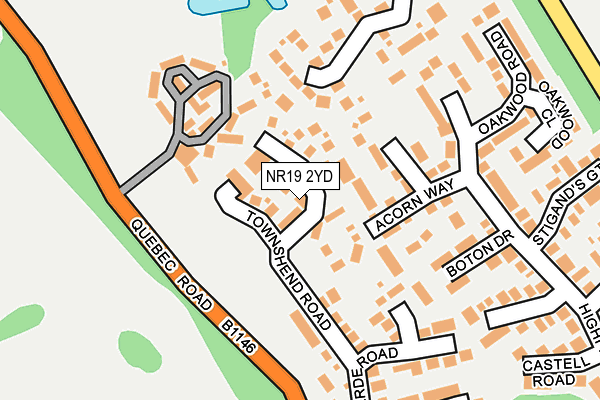 NR19 2YD map - OS OpenMap – Local (Ordnance Survey)