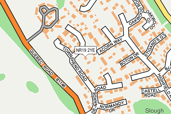 NR19 2YE map - OS OpenMap – Local (Ordnance Survey)