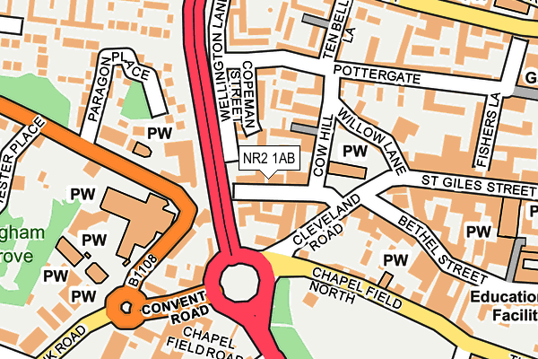 NR2 1AB map - OS OpenMap – Local (Ordnance Survey)