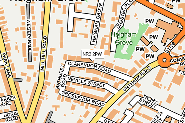 NR2 2PW map - OS OpenMap – Local (Ordnance Survey)