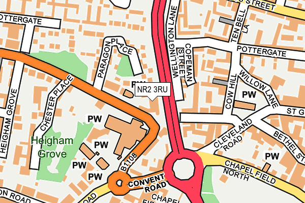 NR2 3RU map - OS OpenMap – Local (Ordnance Survey)