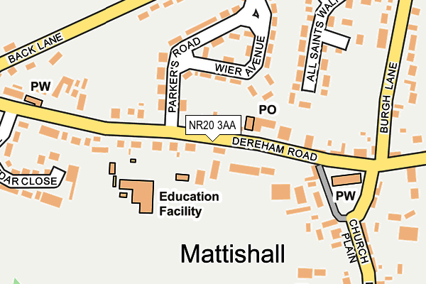 NR20 3AA map - OS OpenMap – Local (Ordnance Survey)