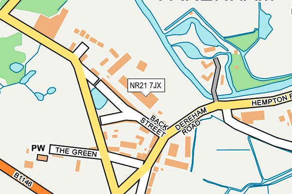 NR21 7JX map - OS OpenMap – Local (Ordnance Survey)