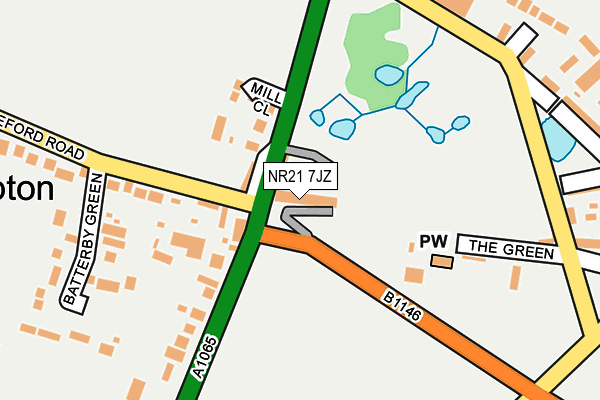 NR21 7JZ map - OS OpenMap – Local (Ordnance Survey)