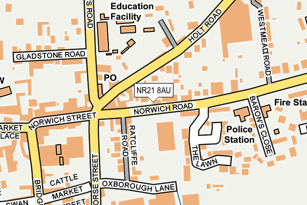 NR21 8AU map - OS OpenMap – Local (Ordnance Survey)