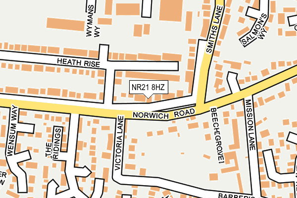 NR21 8HZ map - OS OpenMap – Local (Ordnance Survey)