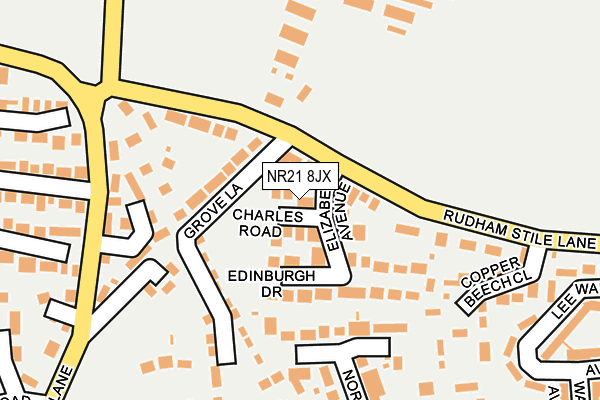 NR21 8JX map - OS OpenMap – Local (Ordnance Survey)