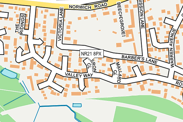 NR21 8PX map - OS OpenMap – Local (Ordnance Survey)