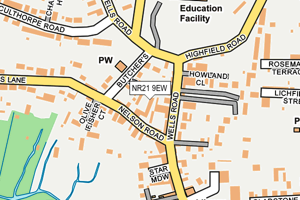 NR21 9EW map - OS OpenMap – Local (Ordnance Survey)