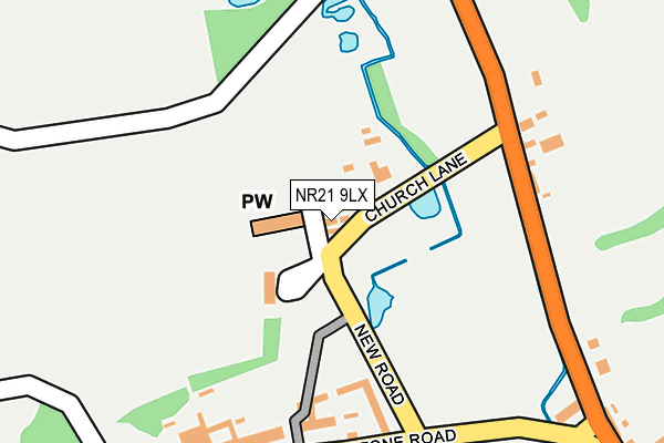NR21 9LX map - OS OpenMap – Local (Ordnance Survey)
