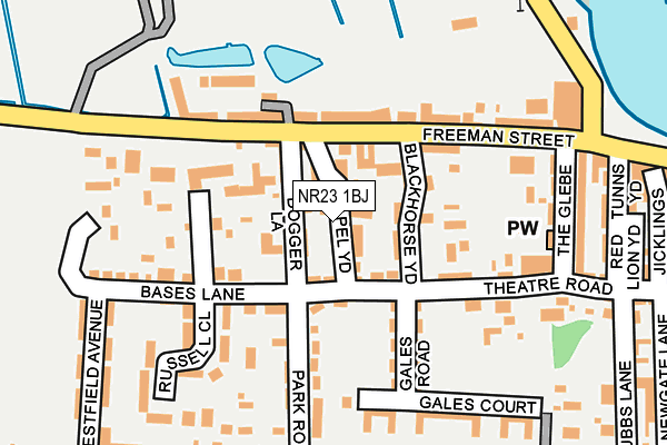 NR23 1BJ map - OS OpenMap – Local (Ordnance Survey)