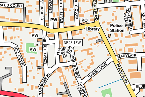 NR23 1EW map - OS OpenMap – Local (Ordnance Survey)