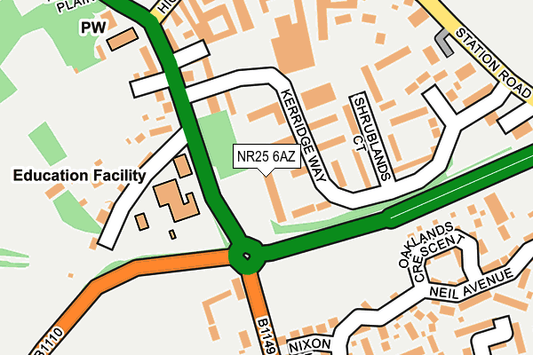 NR25 6AZ map - OS OpenMap – Local (Ordnance Survey)