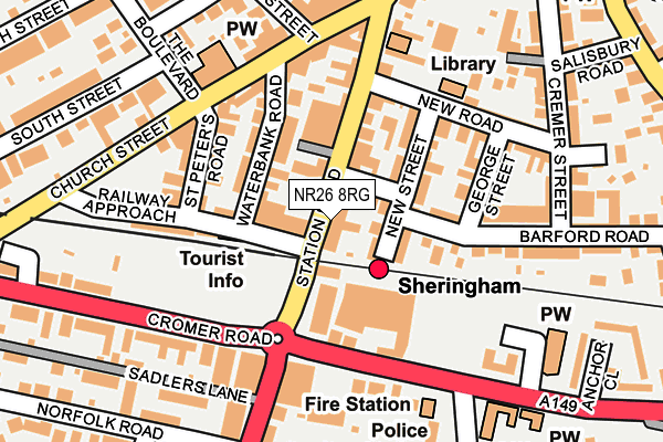 Map of SHERINGHAM NAIL BAR LTD at local scale