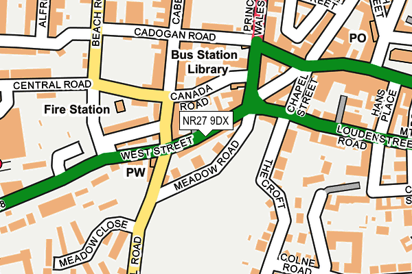 NR27 9DX map - OS OpenMap – Local (Ordnance Survey)