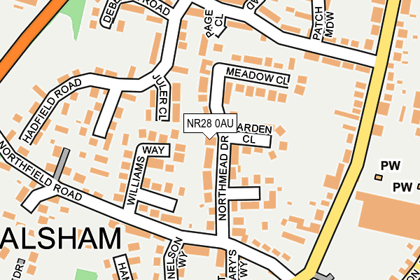 NR28 0AU map - OS OpenMap – Local (Ordnance Survey)