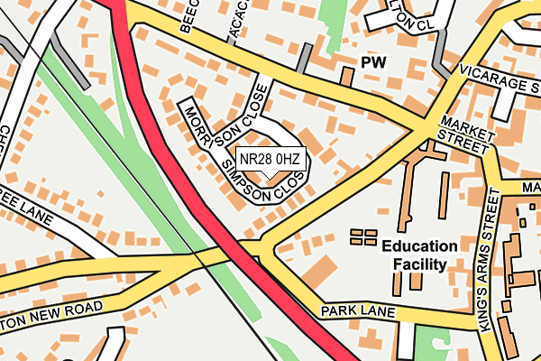NR28 0HZ map - OS OpenMap – Local (Ordnance Survey)