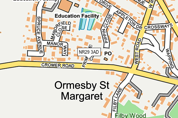 NR29 3AD map - OS OpenMap – Local (Ordnance Survey)