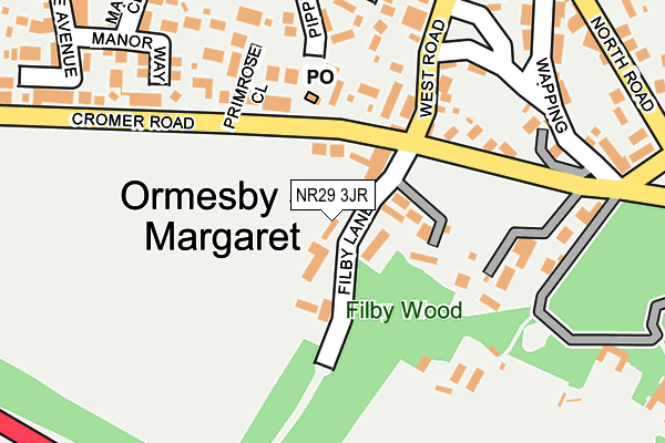 Map of ORMESBY BAZAR LTD at local scale