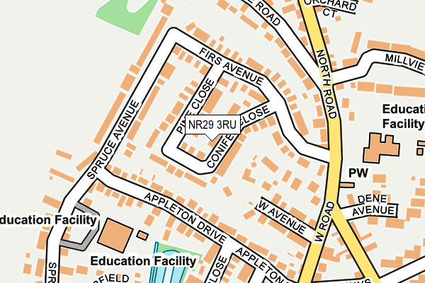NR29 3RU map - OS OpenMap – Local (Ordnance Survey)