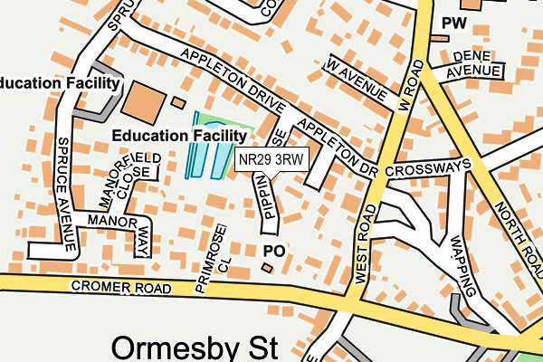 NR29 3RW map - OS OpenMap – Local (Ordnance Survey)