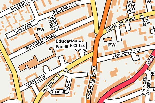 NR3 1EZ map - OS OpenMap – Local (Ordnance Survey)