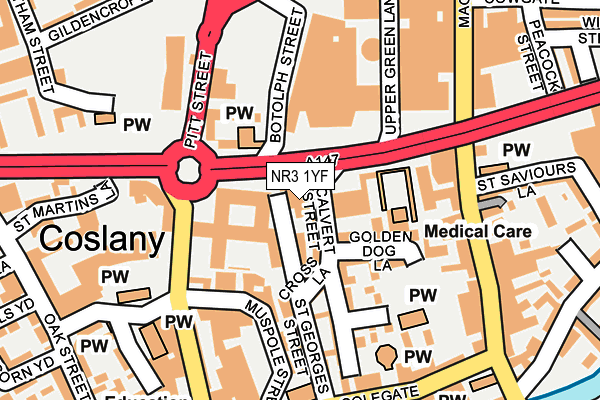 NR3 1YF map - OS OpenMap – Local (Ordnance Survey)