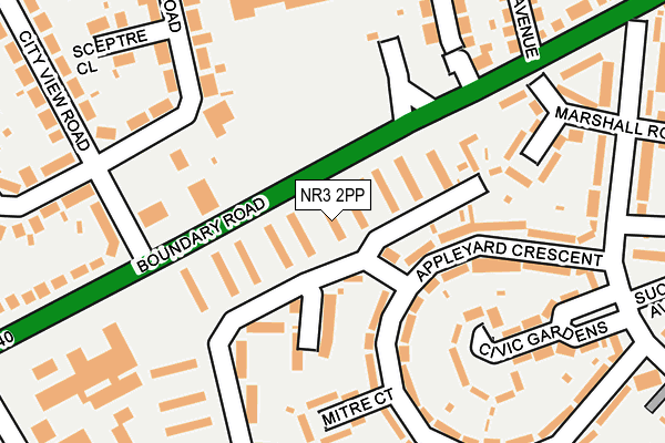 NR3 2PP map - OS OpenMap – Local (Ordnance Survey)