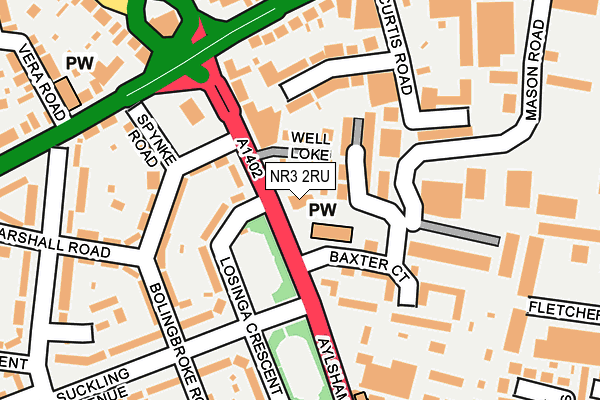 NR3 2RU map - OS OpenMap – Local (Ordnance Survey)